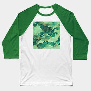 Green tones clouds pattern Baseball T-Shirt